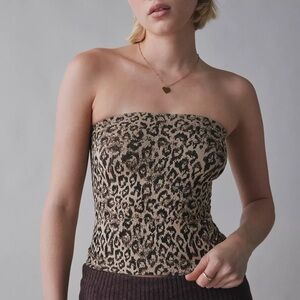 Urban Outfitters Out From Under Leopard Print Seamless Knit Tube Top XS